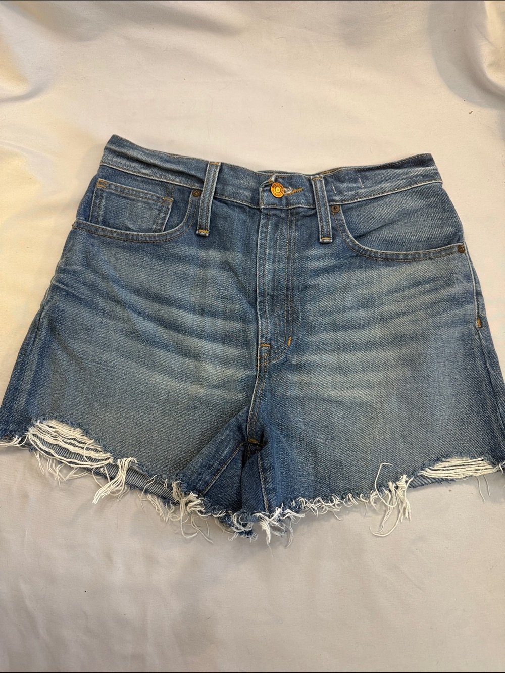 Madewell NWOT Frayed Hem High-Rise Denim Shorts in Light Blue